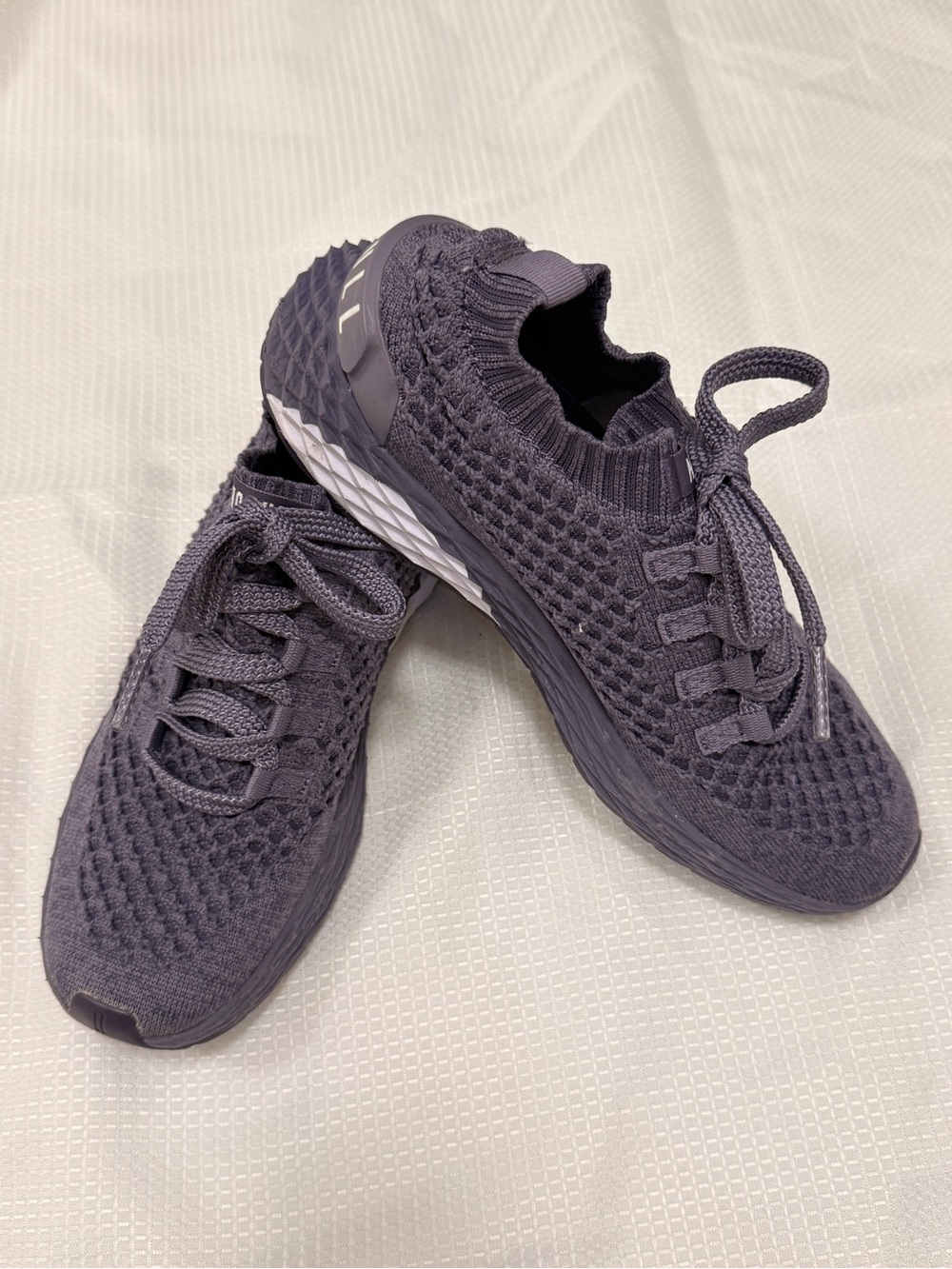 NOBULL Women's Knit Athletic Sneakers - Dark Purple. Women size 9, men size 7.5